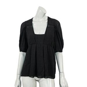 athe Vanessa Bruno Square Neck Blouse Pleated Black Women's size 42